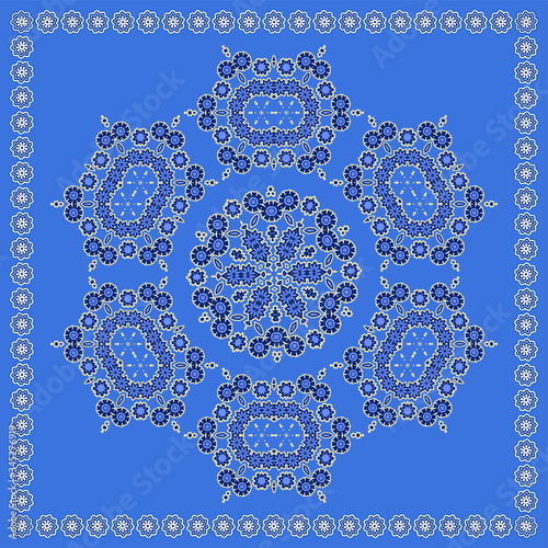 Decorative design with abstract elements for decoration and your design. Ornament, symmetry texture. Print for shawl and carpet, tile. Vector illustration.