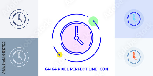 Clock icon in trendy line art style isolated on background. Clock icon page symbol for your web site design Clock icon logo, app, UI. Clock icon Vector illustration, EPS10.