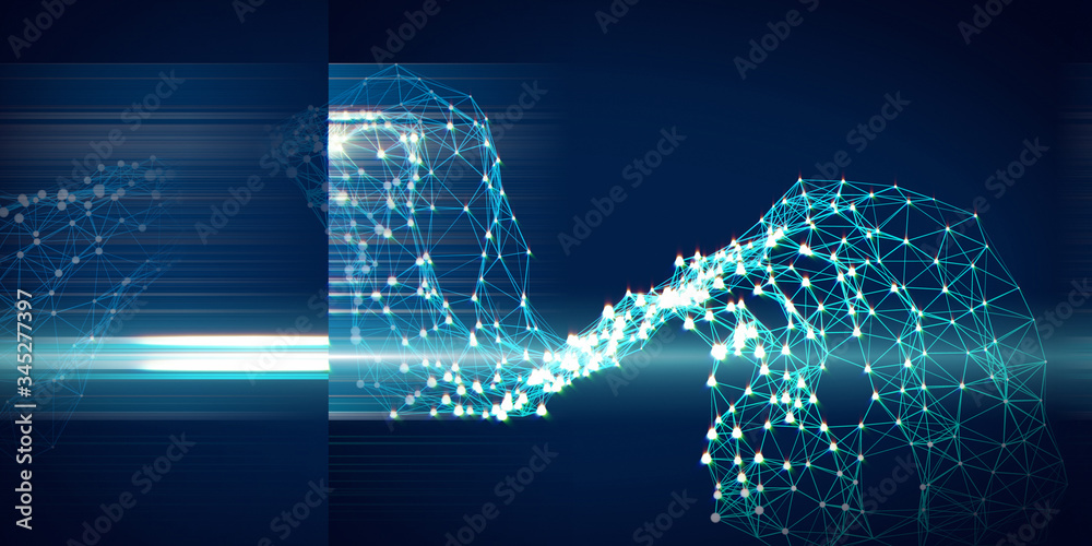 Obraz premium Abstract technology background with blurred lines and linse effects. Blockchain. Futuristic internet and connection concept. Artificial intelligence.