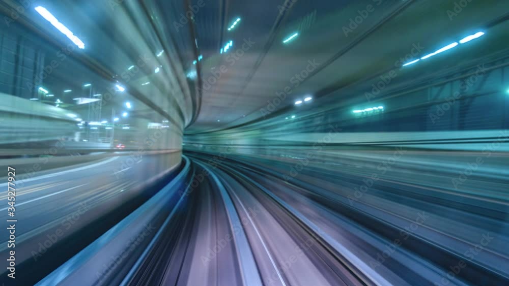 4K.Time lapse automatic train fast speed at Tokyo city of Japan 4K.Time lapse automatic train fast speed at Tokyo city of Japan