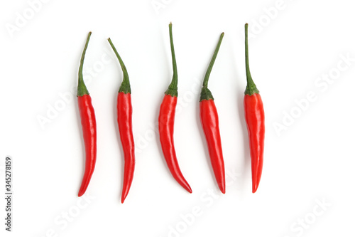 Red chili pepper isolated on white background.