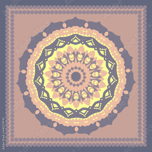 Decorative design with abstract elements for decoration and your design. Ornament, symmetry texture. Print for shawl and carpet, tile. Vector illustration.