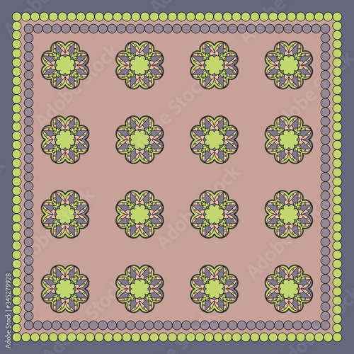 Decorative design with abstract elements for decoration and your design. Ornament, symmetry texture. Print for shawl and carpet, tile. Vector illustration.