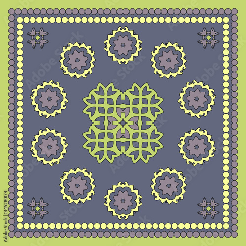 Decorative design with abstract elements for decoration and your design. Ornament, symmetry texture. Print for shawl and carpet, tile. Vector illustration.