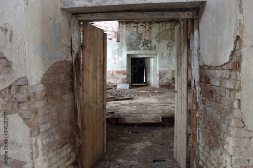 wooden doors in an abandoned church