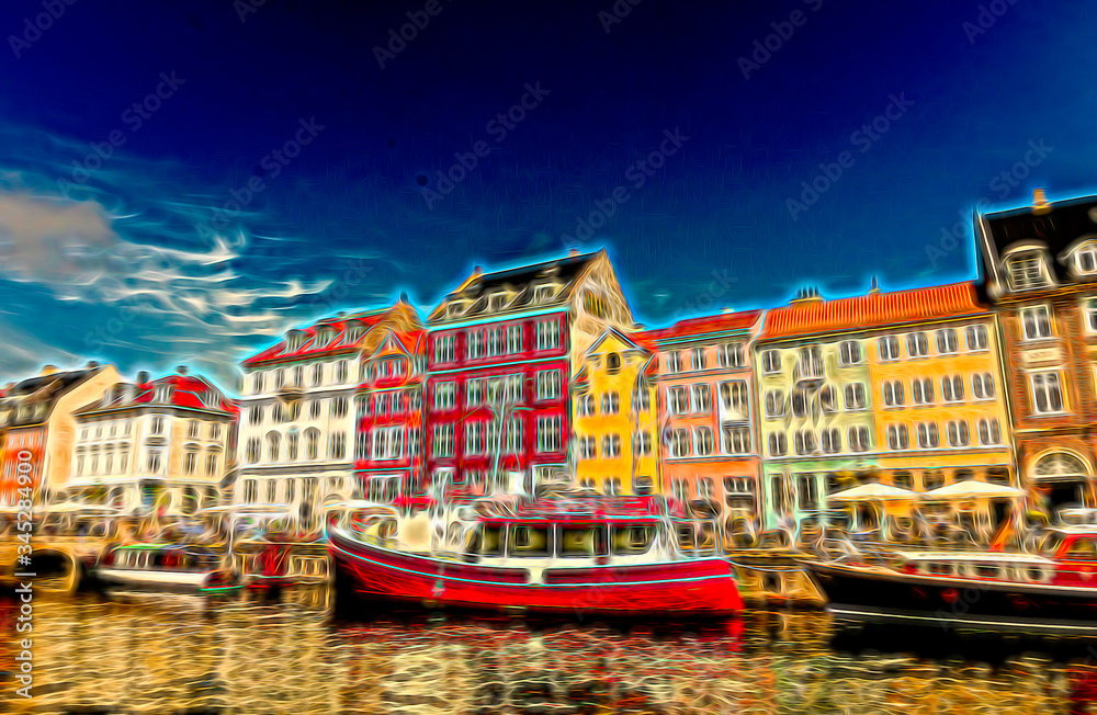Copenhagen Denmark, a fairy tale destination. Digital Artwork