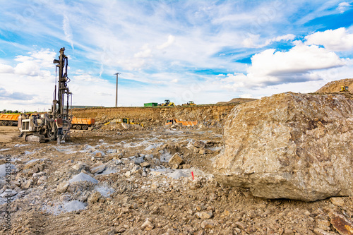 Professional drilling rig doing a geotechnical study of the terrain