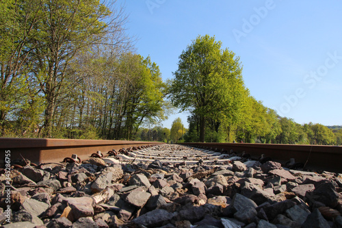 rails and track bed in spring