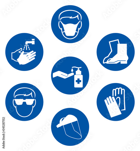 PPE Required Symbol Sign ,Vector Illustration, Isolate On White Background Label. EPS10