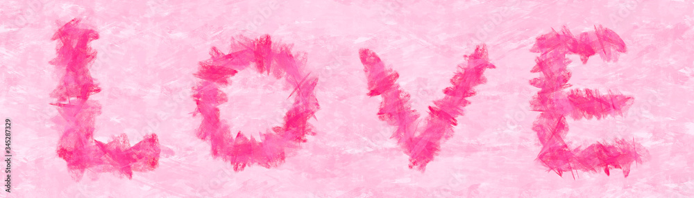 pink watercolor background with LOVE