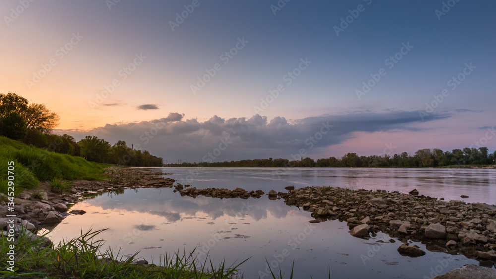 Fototapeta premium amazing sunset on the river