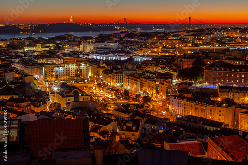 beautiful cityscape, Lisbon, the capital of Portugal at sunset. A popular destination for traveling through Europe, one of the most beautiful cities in the world