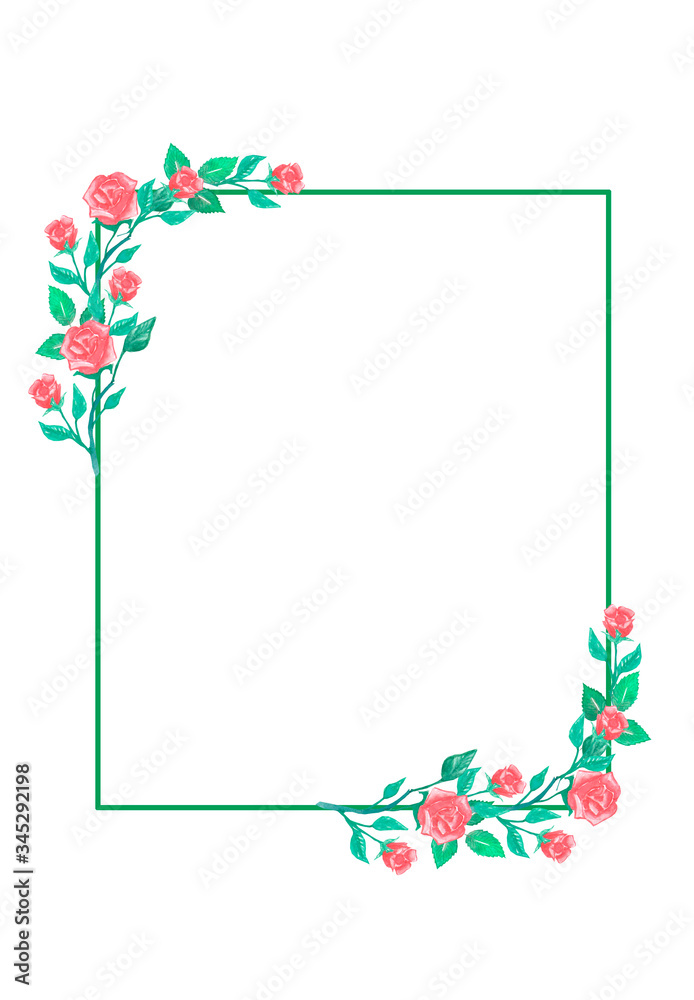 Obraz premium Square frame decorated with flowers in a romantic style.