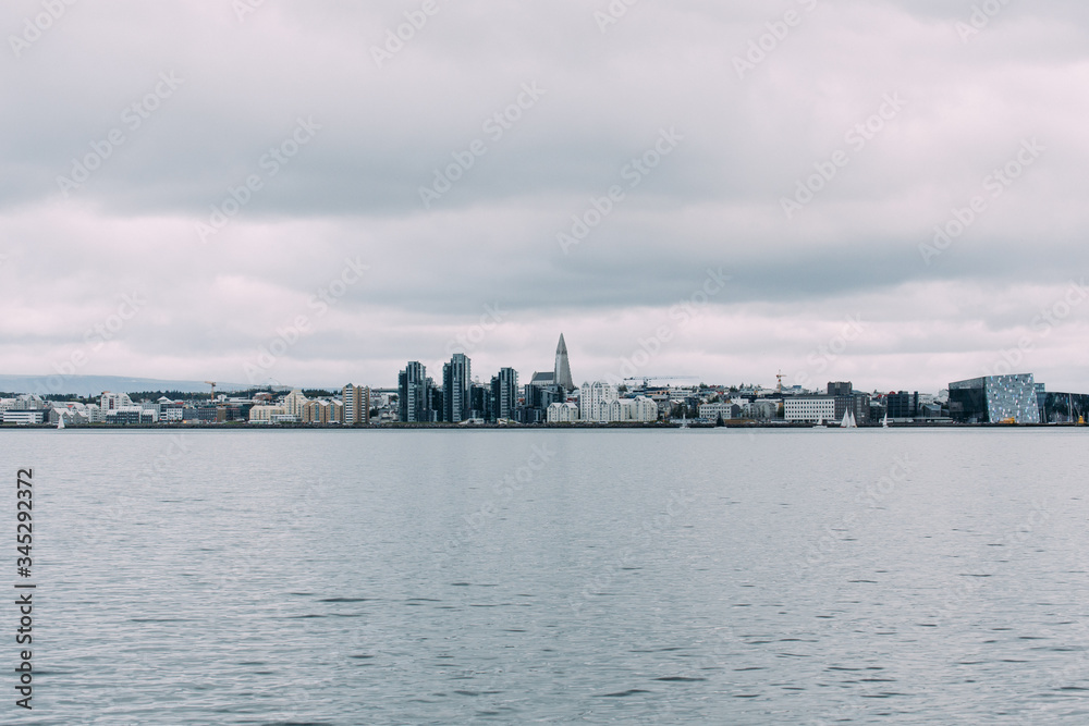 beautiful skyline of Reykjavík on iceland