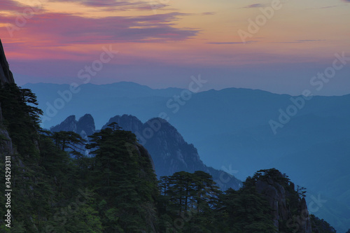 Huangshan mountain range or Yellow mountain in Anhui province, China