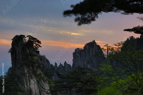 Huangshan mountain range or Yellow mountain in Anhui province, China