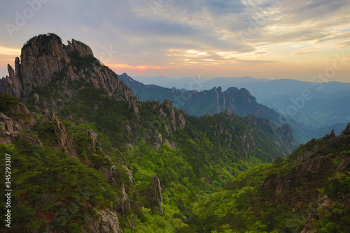 Huangshan mountain range or Yellow mountain in Anhui province, China