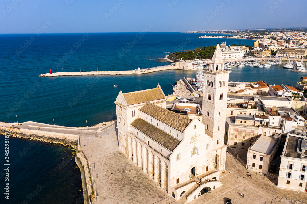 Aerial view, Cathedral of San Nicola Pellegrino, Sea Cathedral of Trani, Puglia, Southern Italy, Italy,