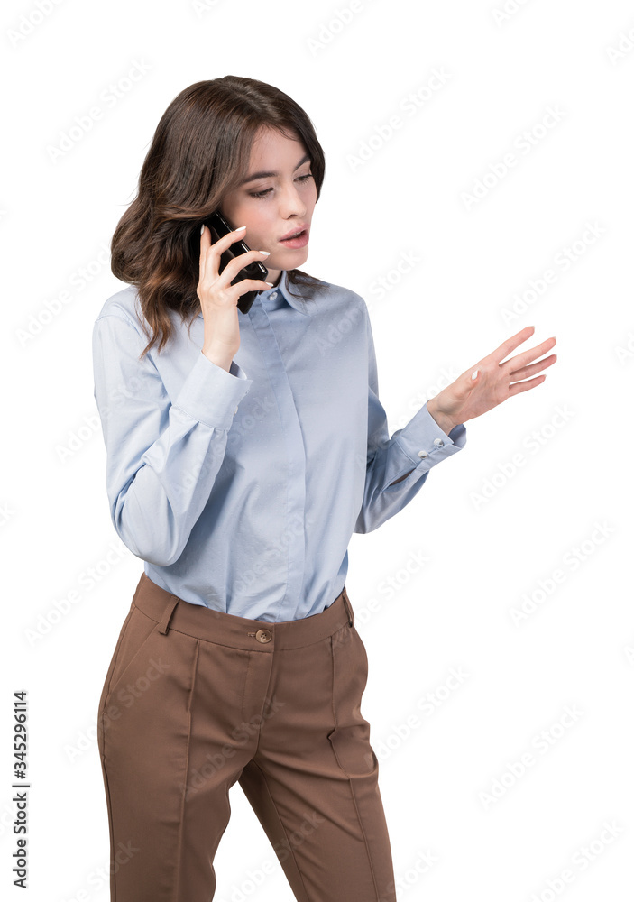 Businesswoman talking on phone, isolated Businesswoman talking on phone, isolated