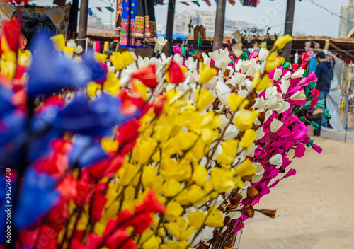 Colorful paper flowers from Surajkund handicraft fair 