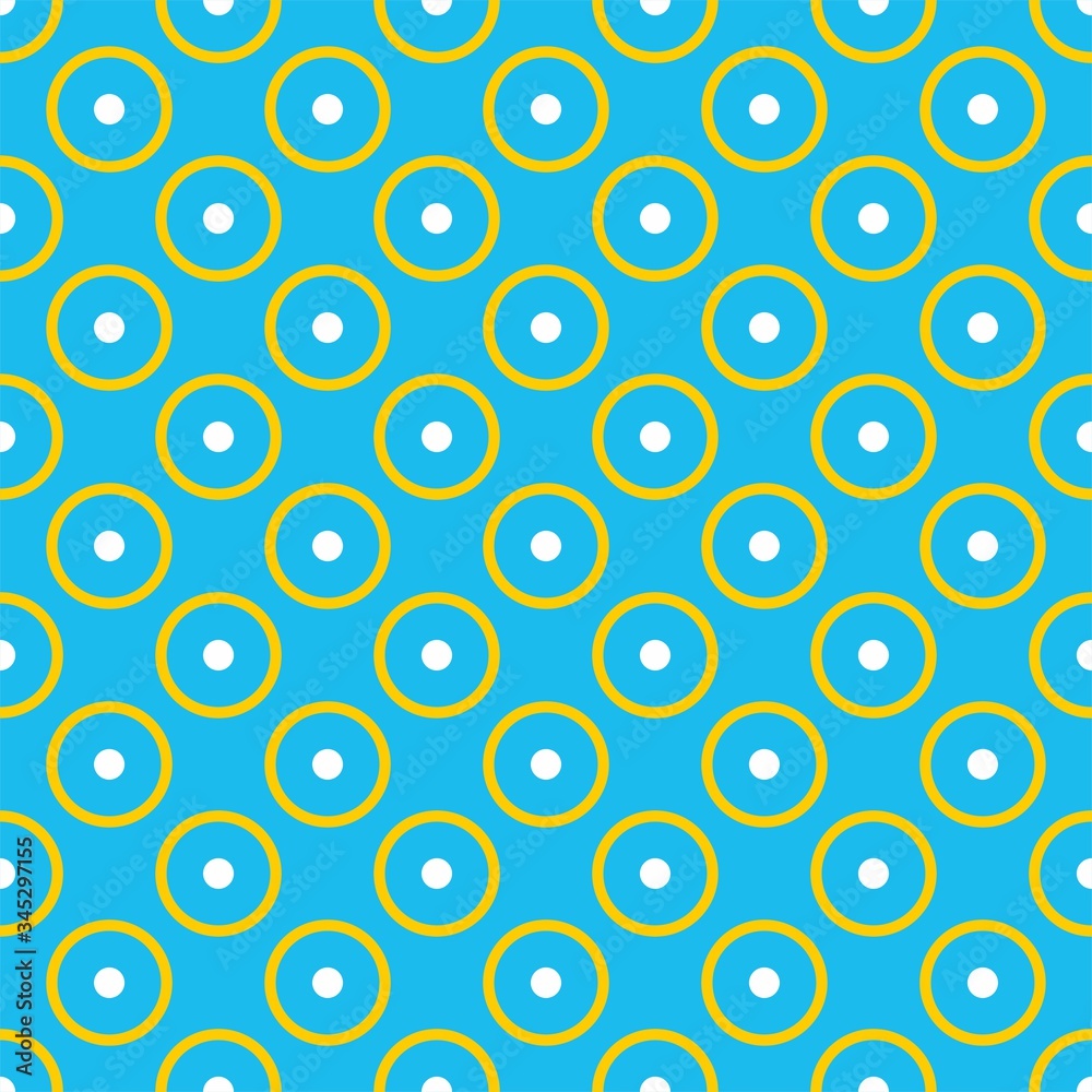 Tile vector pattern with white and yellow polka dots on pastel blue background Tile vector pattern with white and yellow polka dots on pastel blue background