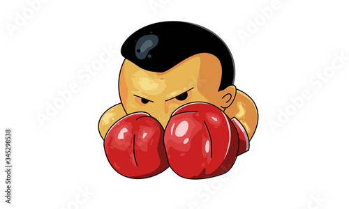 Boxer in the ring getting ready to strike. Vector dispute character