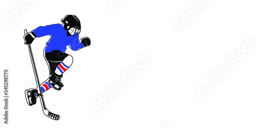 Sports background. Hockey player on a white background. Vector illustration 