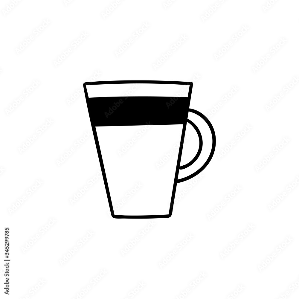 Vector doodle mug of coffee or tea. Cooking, kitchen utensils, home elements. hand illustration isolated on white background. Vector doodle mug of coffee or tea. Cooking, kitchen utensils, home elements. hand illustration isolated on white background.