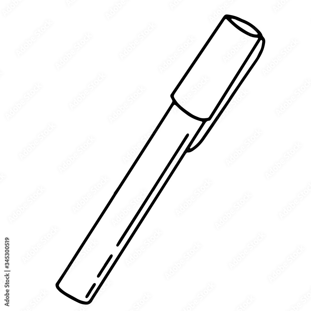 Marker on an isolated white background. Black hand draw outline. Back to school, office. Vector illustration. Marker on an isolated white background. Black hand draw outline. Back to school, office. Vector illustration.