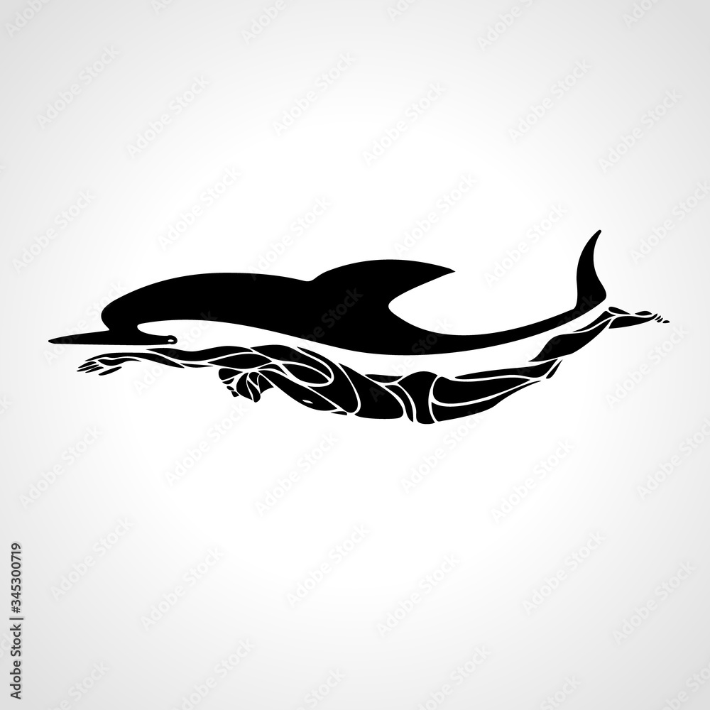 Professional swimmer dolphin vector logo illustration eps10 Professional swimmer dolphin vector logo illustration eps10