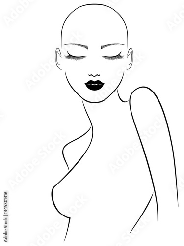 Black outline of woman with closed eyes