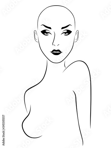 Face of elegant hairless woman