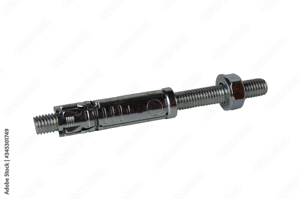 Construction fastening, wedge galvanized anchor, isolate on white. Construction fastening, wedge galvanized anchor, isolate on white.