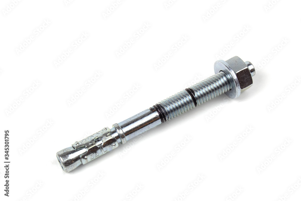 Construction fastening, wedge galvanized anchor, isolate on white. Construction fastening, wedge galvanized anchor, isolate on white.