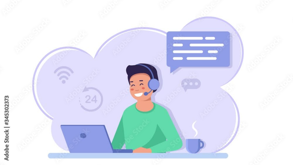 customer service man. Remote work, freelance customer service man. Remote work, freelance