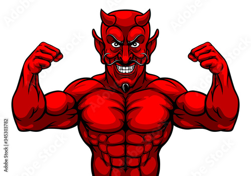 A devil Satan or Lucifer strong sports mascot cartoon character