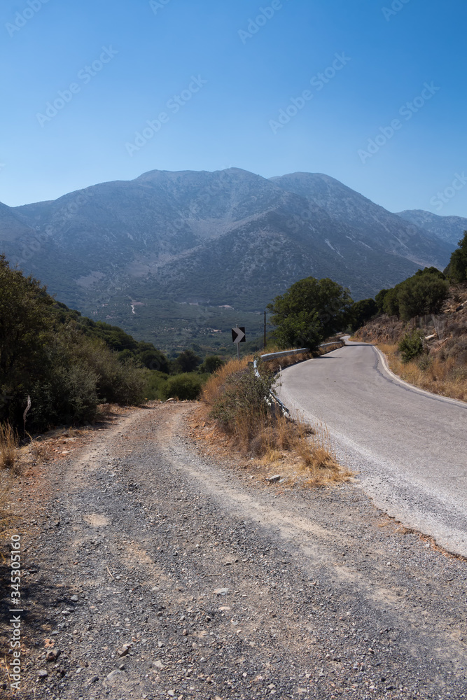 Mountains and a road at Crete, Greece