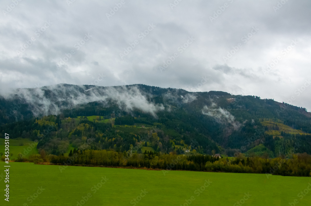 Beautiful landscape with a little fog in Austria Beautiful landscape with a little fog in Austria