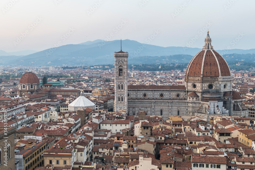 Aerial view of Cathedral of Santa Maria del Fiore in Florence