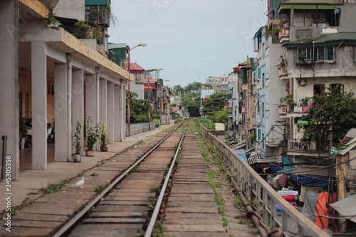 Empty platform perspective in Hanoi, Vietnam