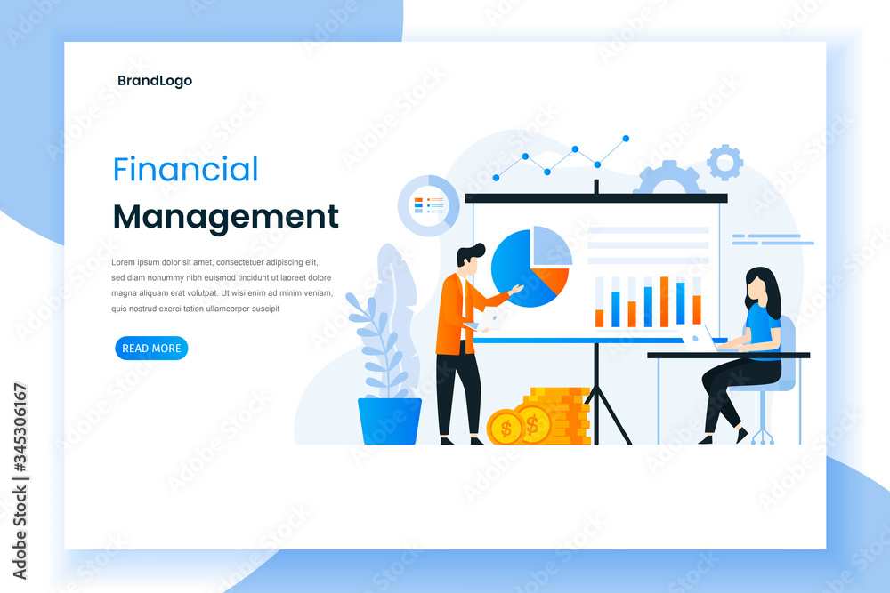 Financial management landing page illustration concept. This design can be used for websites, landing pages, UI, mobile applications, posters, banners