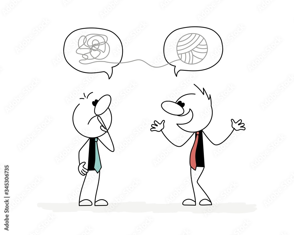 Mess in the head. Vector stickman cartoon character illustration. Mess in the head. Vector stickman cartoon character illustration.