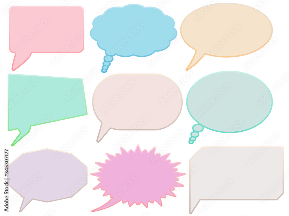Illustration of Various Designs of Colorful Speech Bubbles on White Background Illustration of Various Designs of Colorful Speech Bubbles on White Background