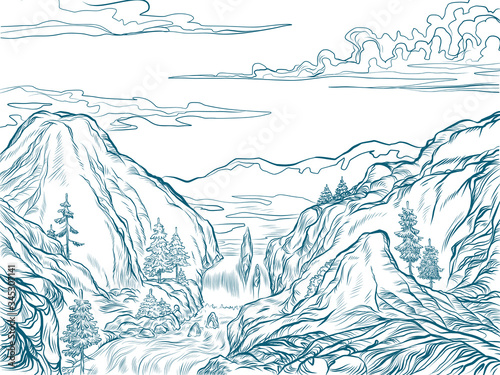 mountains contour silhouette