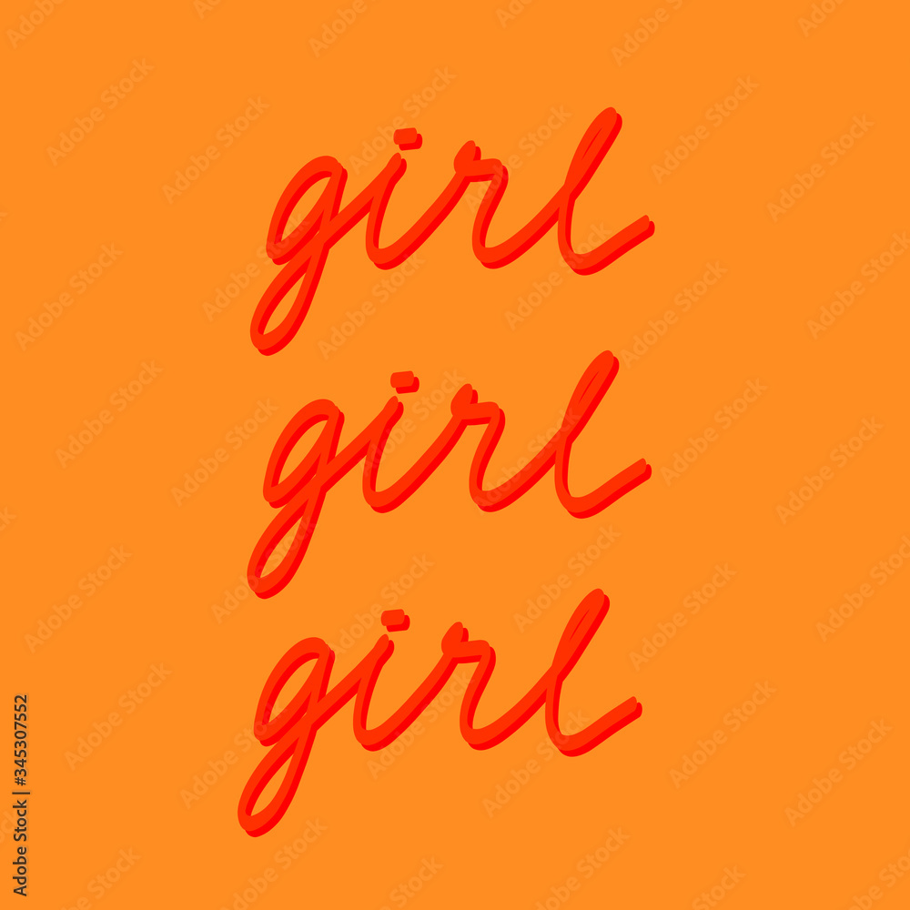 Obraz premium Vector lettering. Red letters on orange background. Hand drawn 