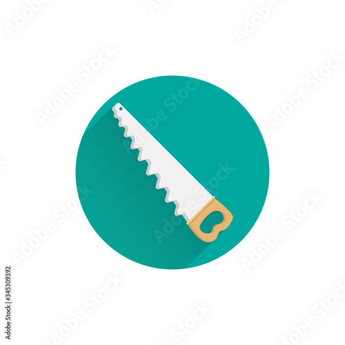 saw colorful flat icon with long shadow. saw tool flat icon