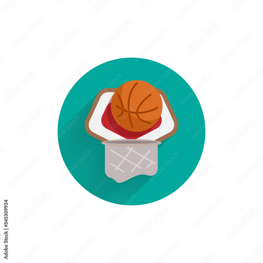 basketball colorful flat icon with long shadow. basketball flat icon