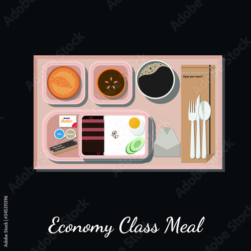 Vector Illustration of Economy Class Flight Meal