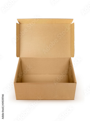 Open Empty Cardboard Box Isolated on White Background © Retouch man