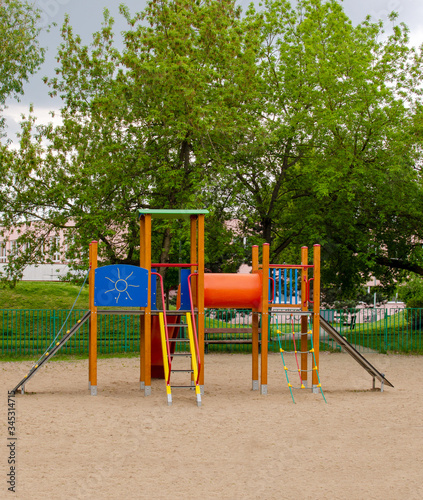 playground in the park without children. COVID-19